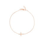 Sideways Mini CZ Cross Adjustable Bracelet