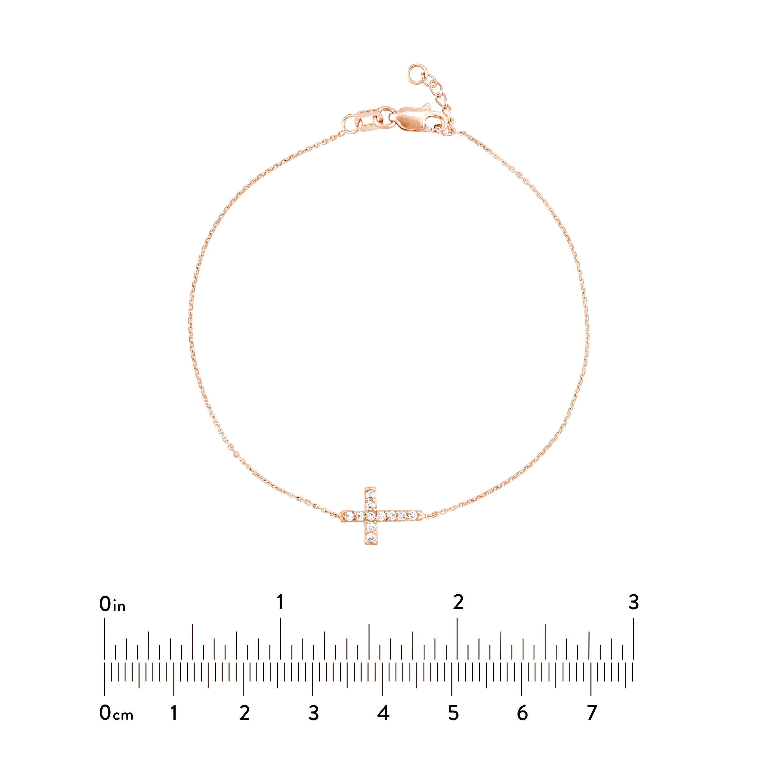 Sideways Mini CZ Cross Adjustable Bracelet