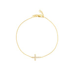 Sideways Mini CZ Cross Adjustable Bracelet