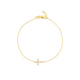 Sideways Mini CZ Cross Adjustable Bracelet