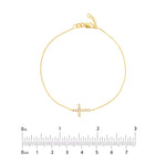 Sideways Mini CZ Cross Adjustable Bracelet