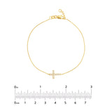 Sideways Mini CZ Cross Adjustable Bracelet
