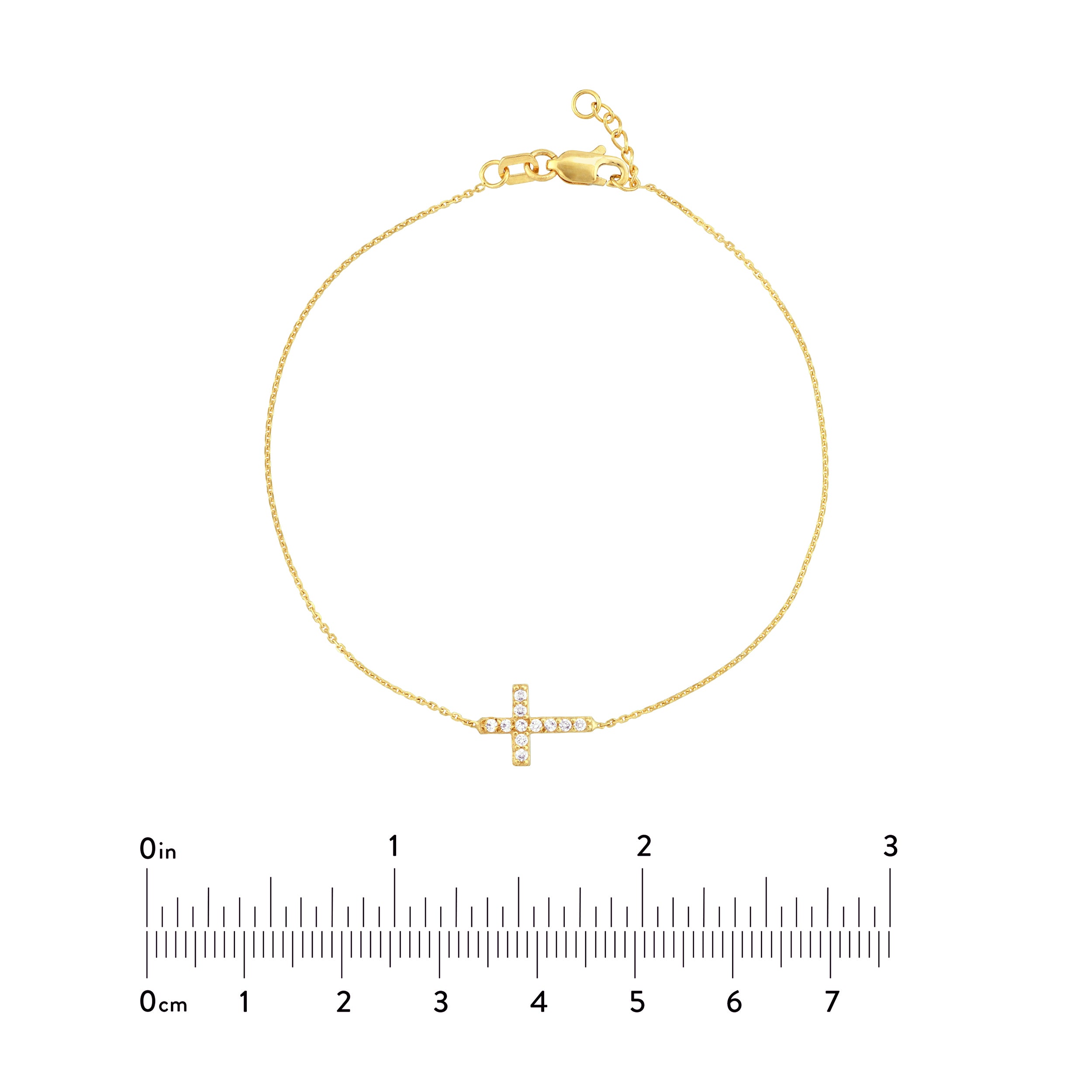 Sideways Mini CZ Cross Adjustable Bracelet
