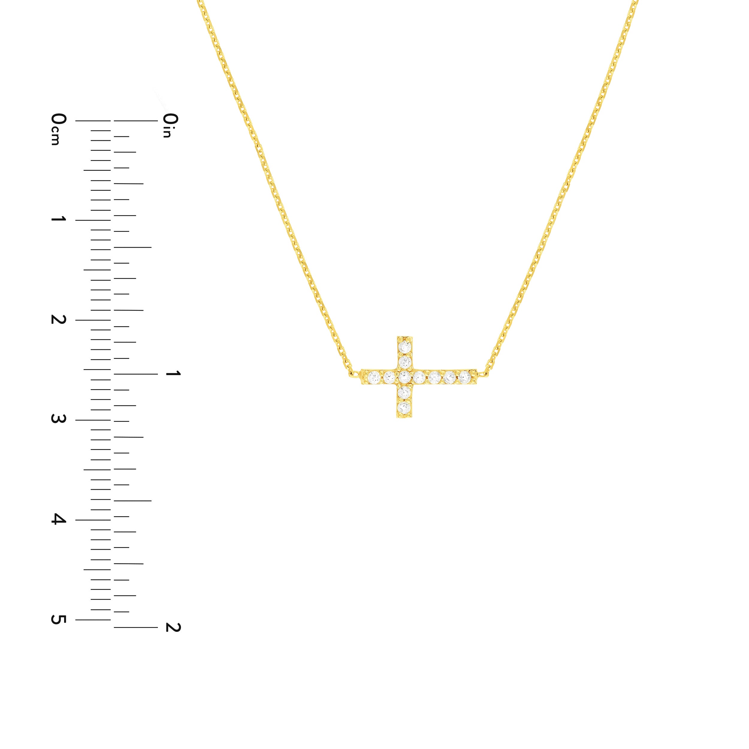 Sideways Mini CZ Cross Adjustable Necklace