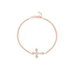 Plated Sterling Silver Sideways CZ Cross Bracelet
