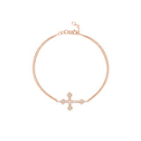 Plated Sterling Silver Sideways CZ Cross Bracelet