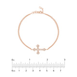 Plated Sterling Silver Sideways CZ Cross Bracelet