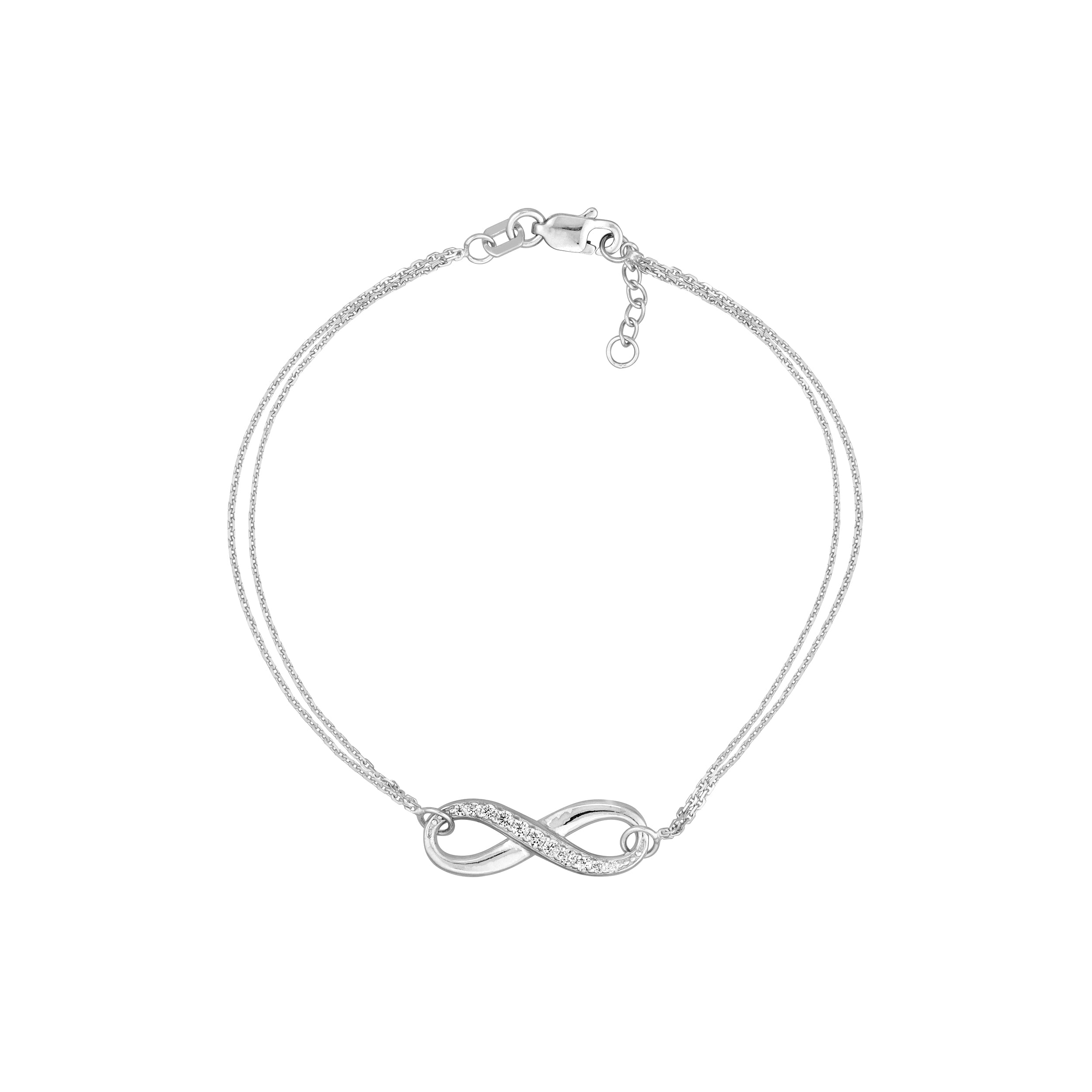 Half-CZ Infinity Adjustable Bracelet