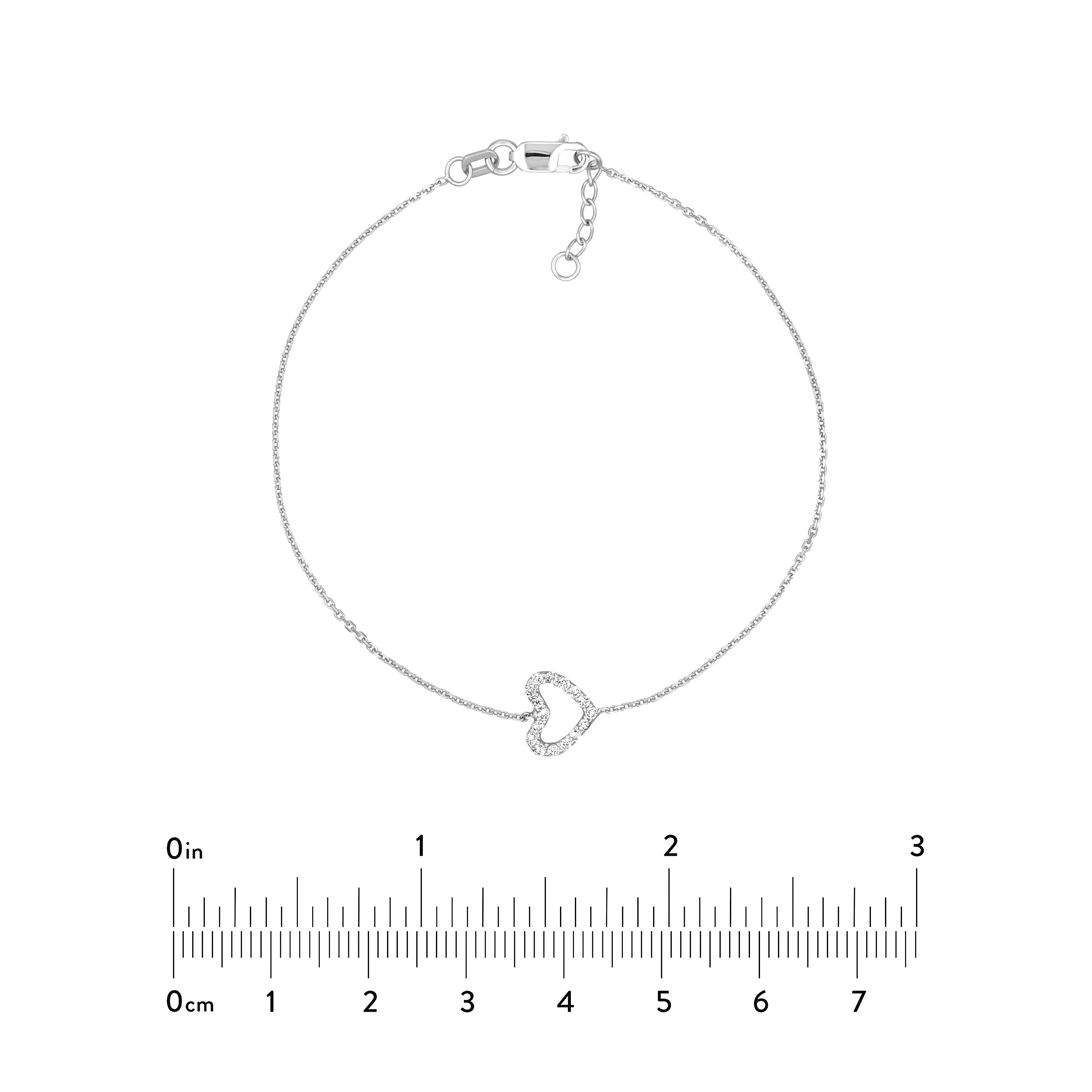 Sideways Mini CZ Heart Adjustable Bracelet