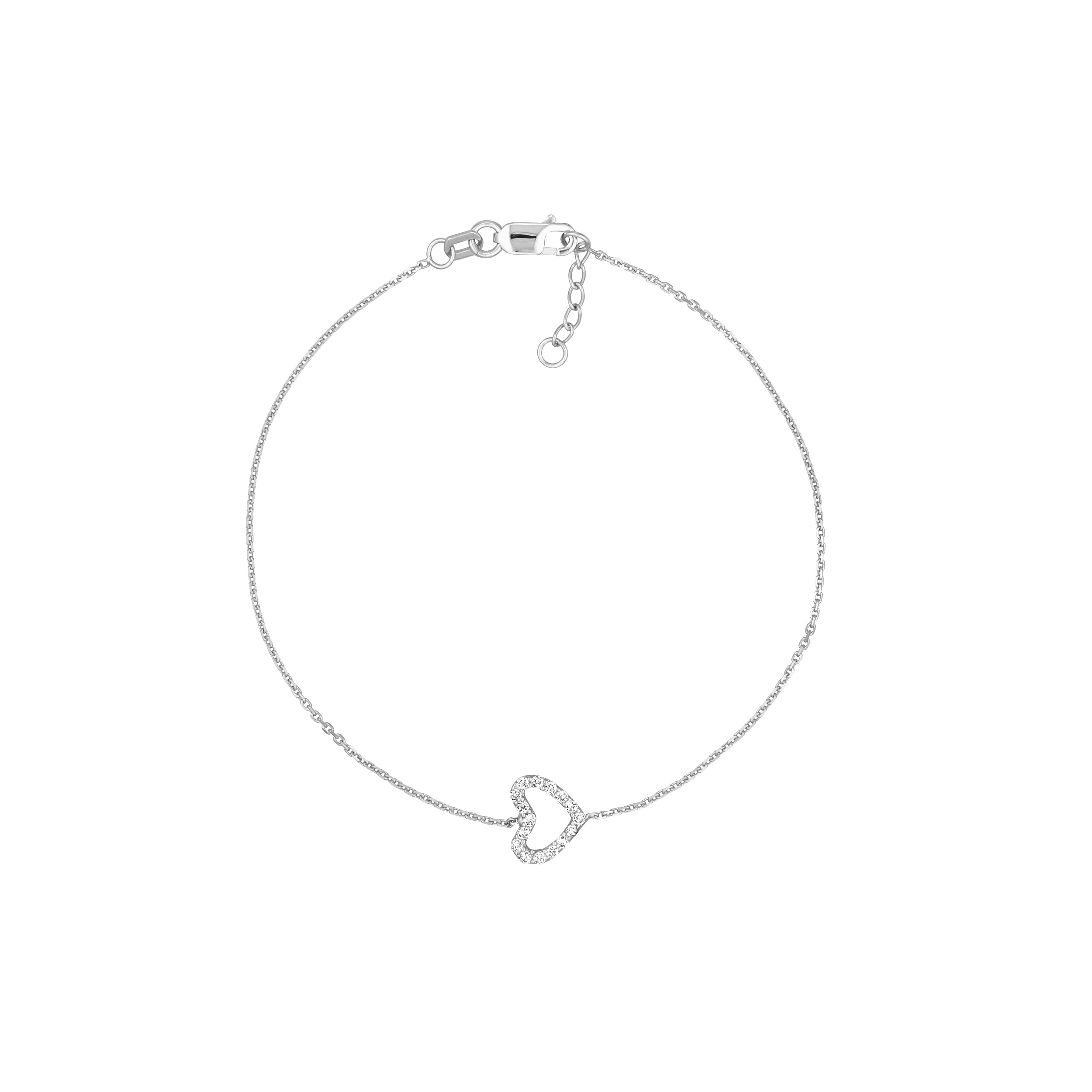 Sideways Mini CZ Heart Adjustable Bracelet