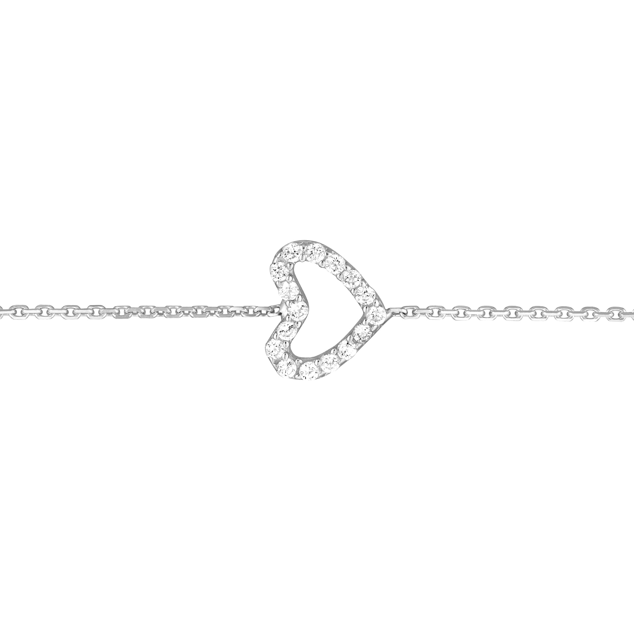 Sideways Mini CZ Heart Adjustable Bracelet