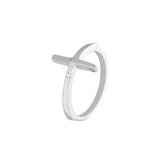 Plated Sterling Silver Sideways Cross Ring