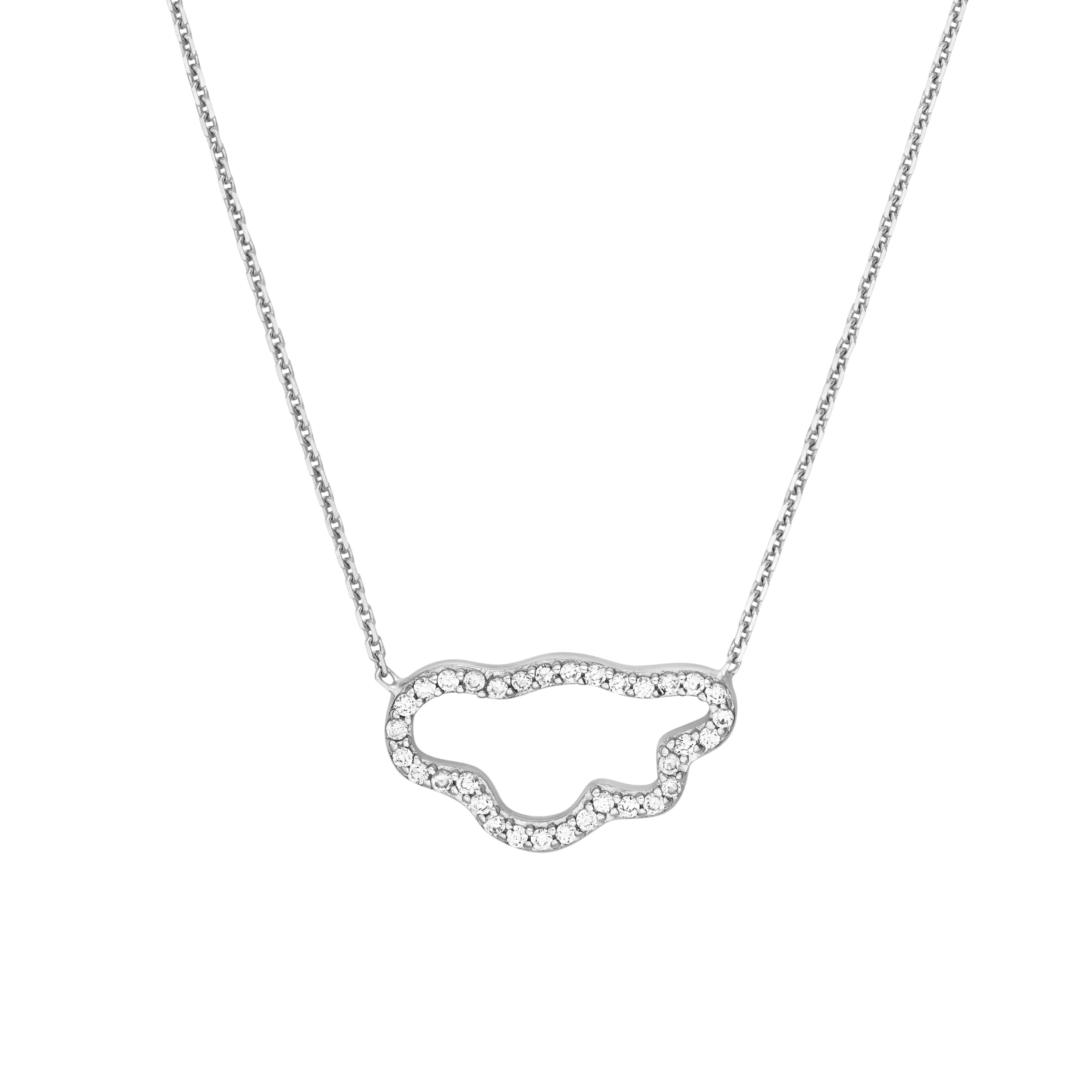 Sterling Silver CZ Open Cloud Necklace