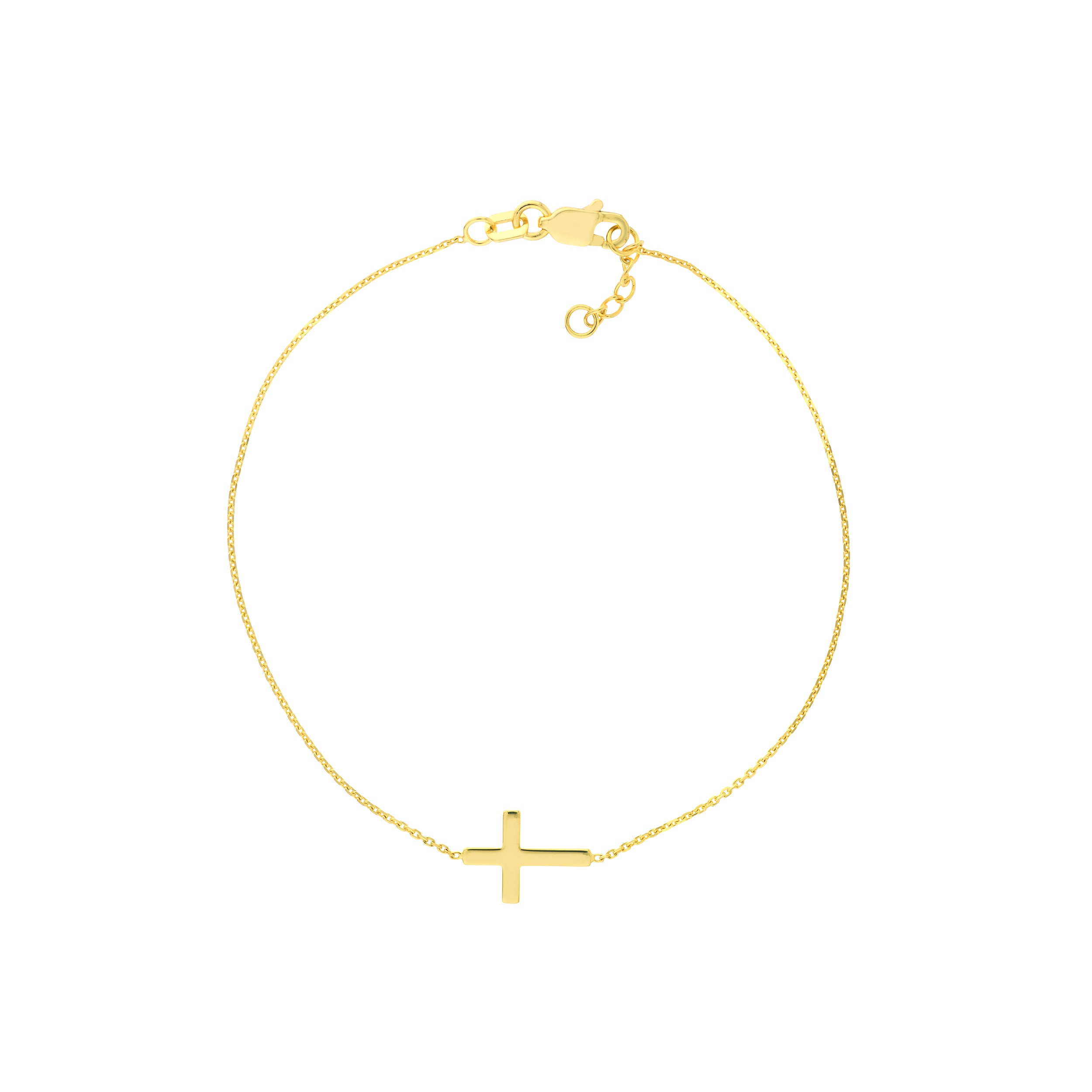Sideways Mini Cross Adjustable Bracelet