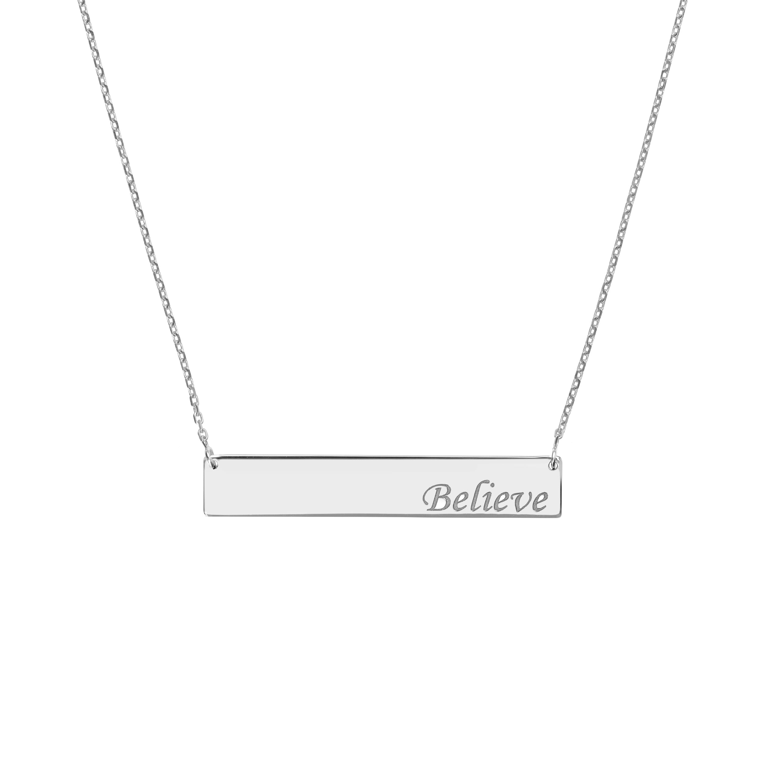 Believe Bar Necklace in Plated Sterling Silver
