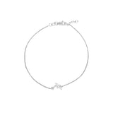 Plated Sterling Silver Mini CZ Dolphin Bracelet