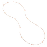 Sterling Silver Polished Bead and CZ Station Long Necklace