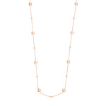 Sterling Silver Polished Bead and CZ Station Long Necklace