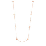 Sterling Silver Polished Bead and CZ Station Long Necklace
