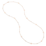 Sterling Silver Polished Bead and CZ Station Long Necklace