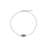 Sterling Silver CZ Evil Eye Adjustable Bracelet