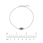 Sterling Silver CZ Evil Eye Adjustable Bracelet