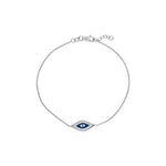 Sterling Silver CZ Evil Eye Adjustable Bracelet