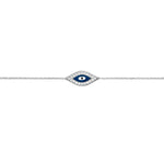Sterling Silver CZ Evil Eye Adjustable Bracelet