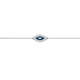 Sterling Silver CZ Evil Eye Adjustable Bracelet