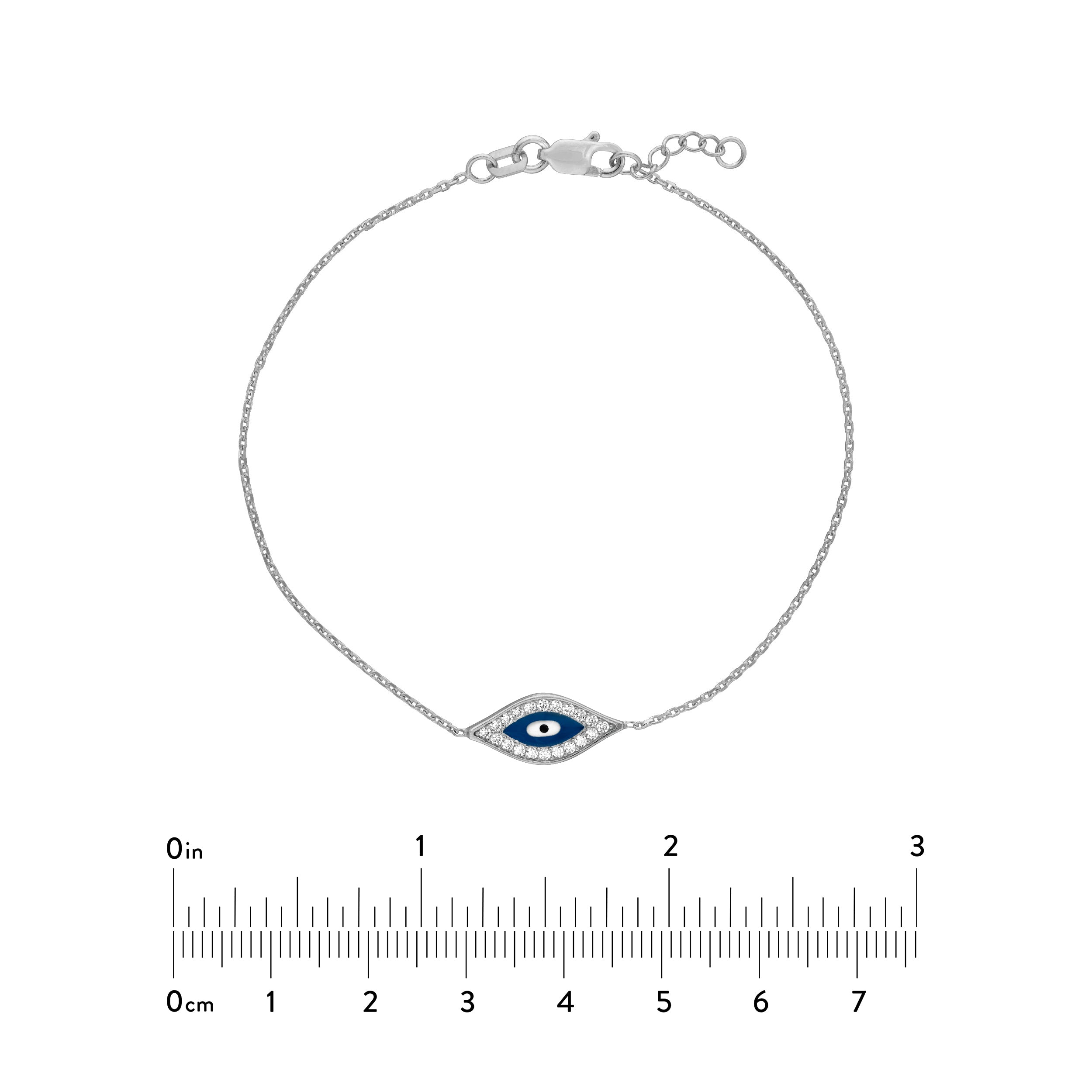 Sterling Silver CZ Evil Eye Adjustable Bracelet