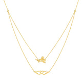 Angel and Wings Layered Duo Adj. Necklace