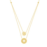 Wheel and Compass Layered Duo Adj. Necklace