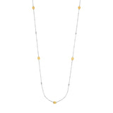 Sterling Silver Bead and Mariner Link Station Long Necklace