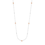 Long And Lovely White/Rose Puff Mariner Bead Necklace