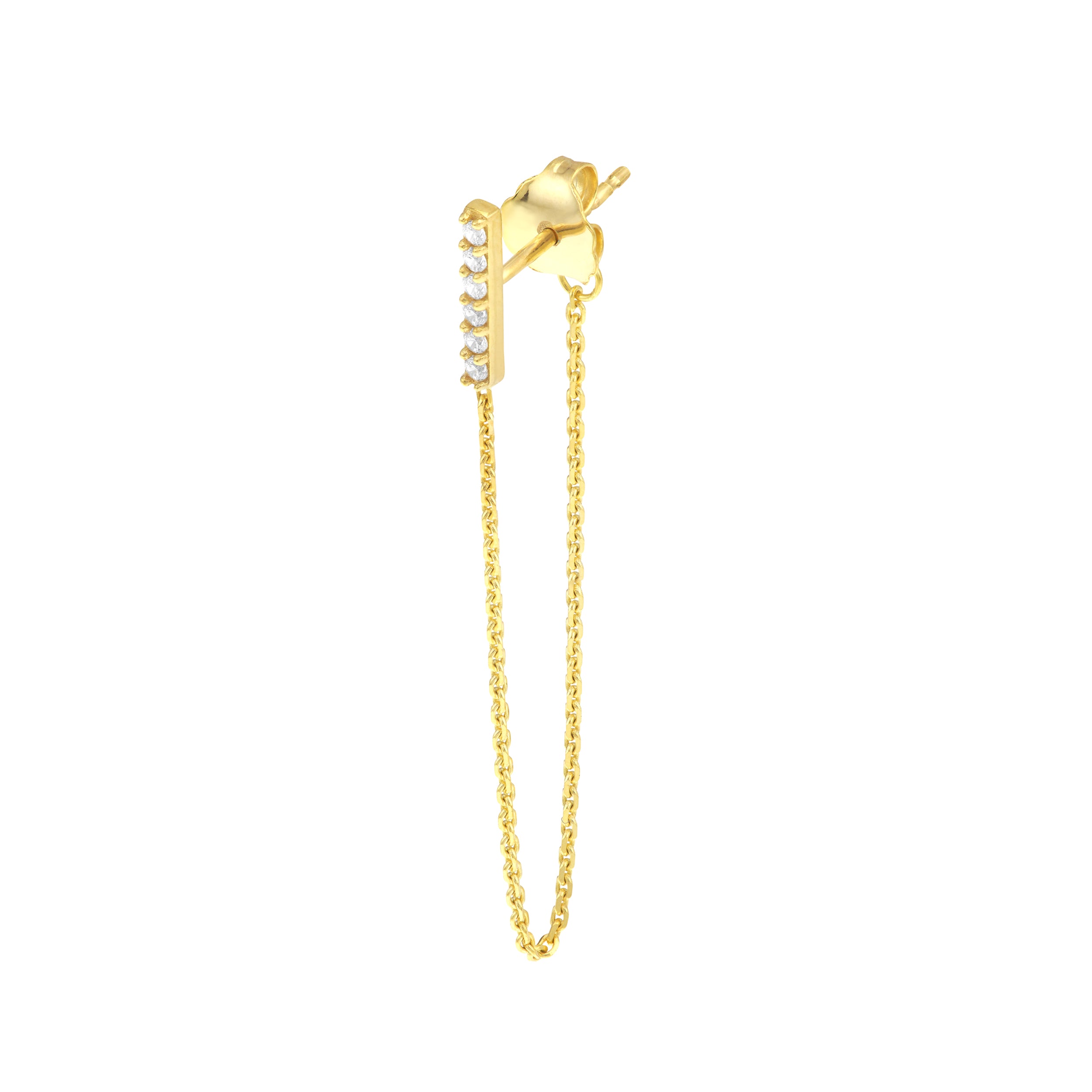 Front to Back CZ Staple Bar Earrings
