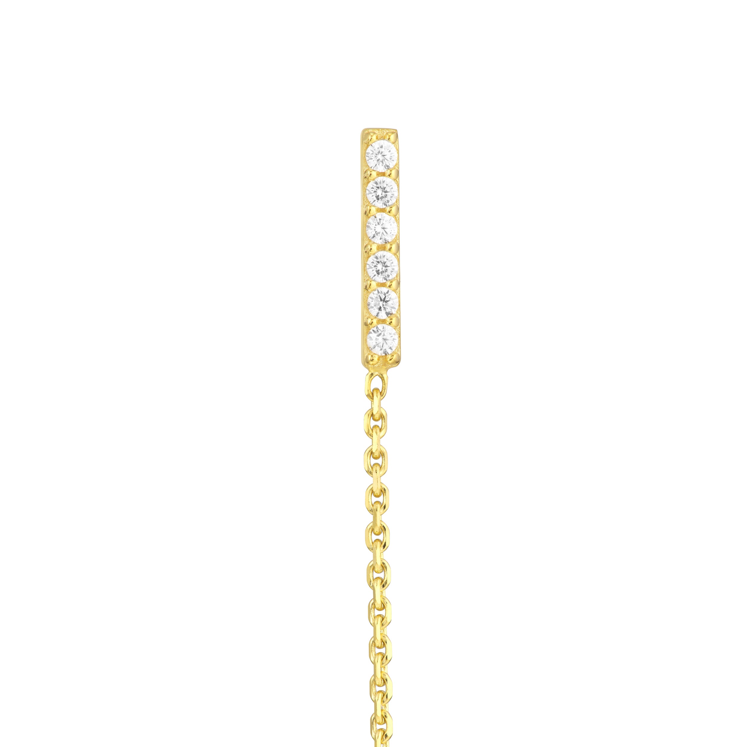 Front to Back CZ Staple Bar Earrings