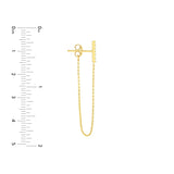 Front to Back CZ Staple Bar Earrings