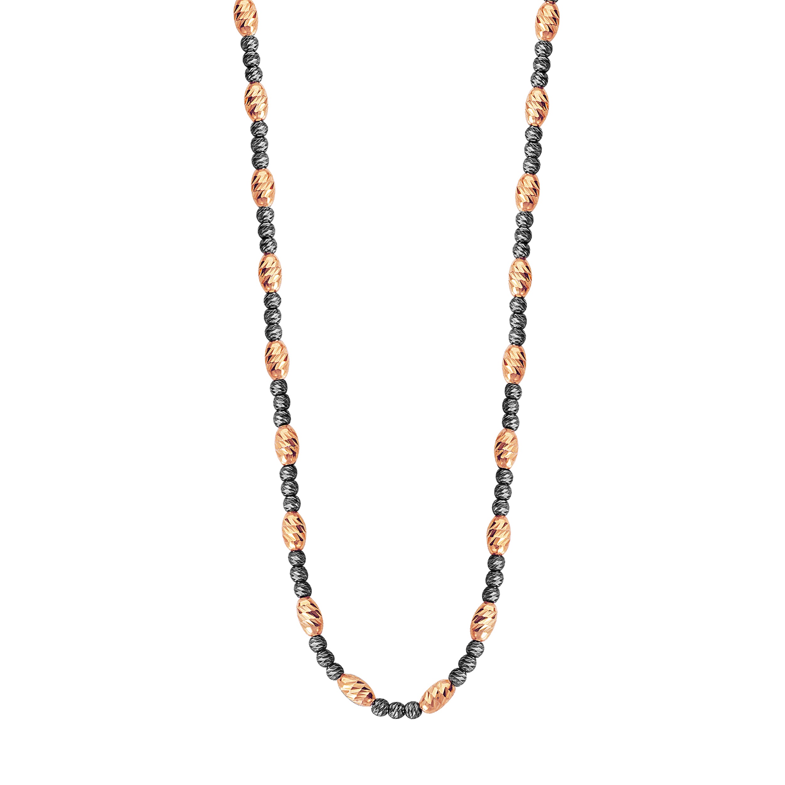 D/c Pink Ov.Bead And Black Rnd Bead Neck