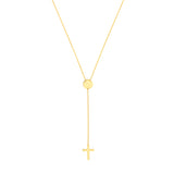 Cross Lariat Necklace with Disc