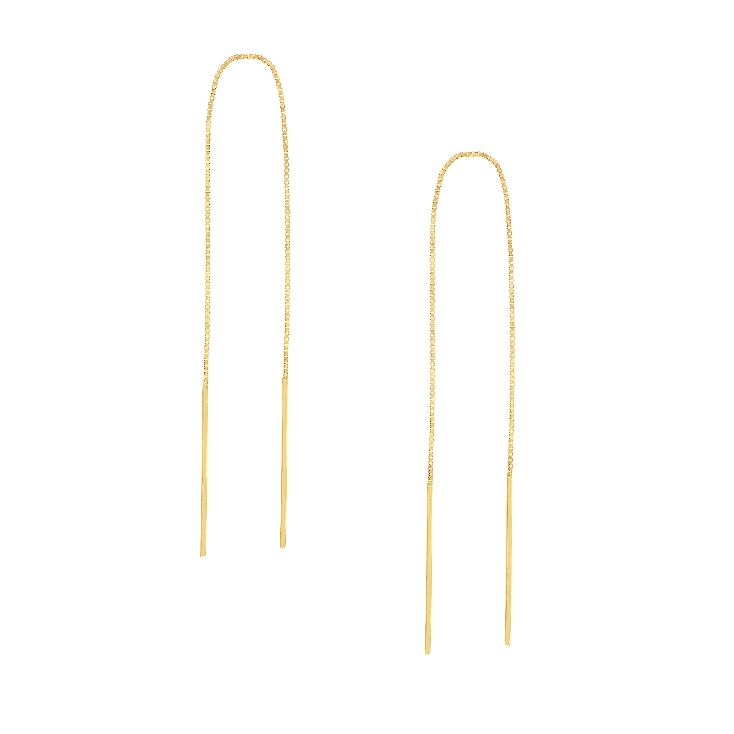 Staple Bar Threader Earrings on Box Chain