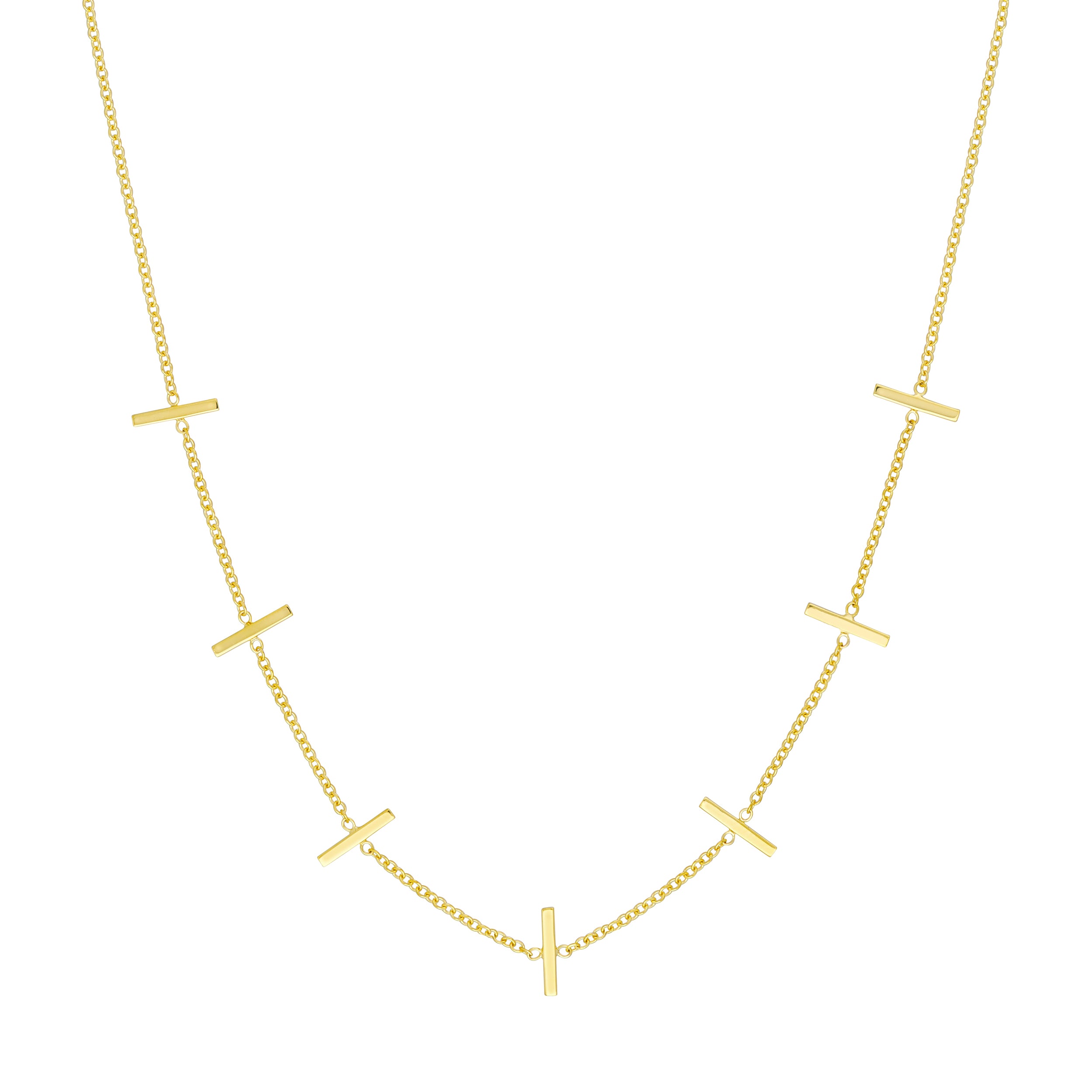 Seven Upright Staple Bars Necklace
