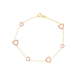 Two-Tone Open Heart on Box Chain Bracelet
