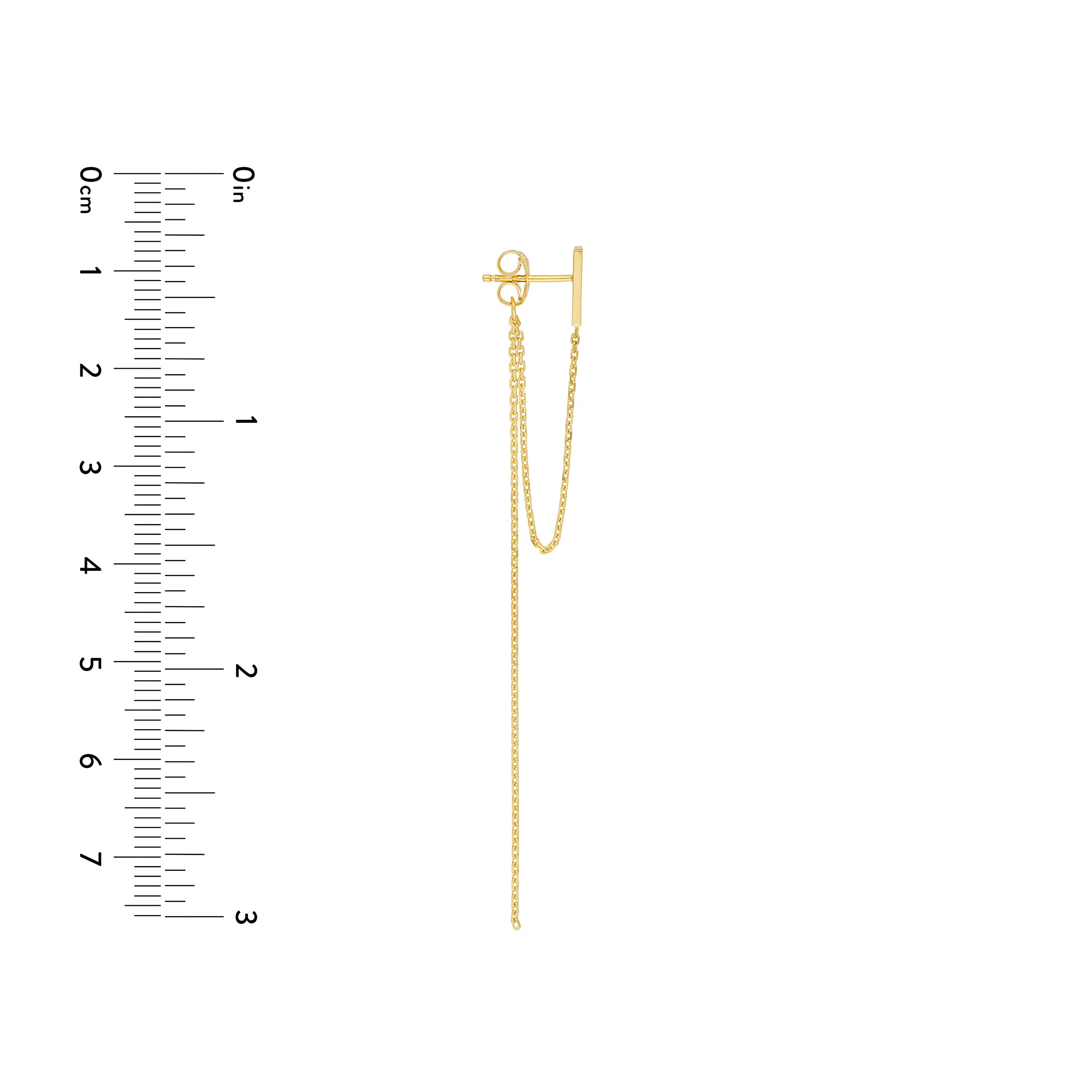 Front to Back Staple Bar Drop Chain Earrings