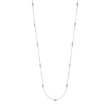 Sterling Silver Diamond-Cut Oval Bead Station Long Necklace