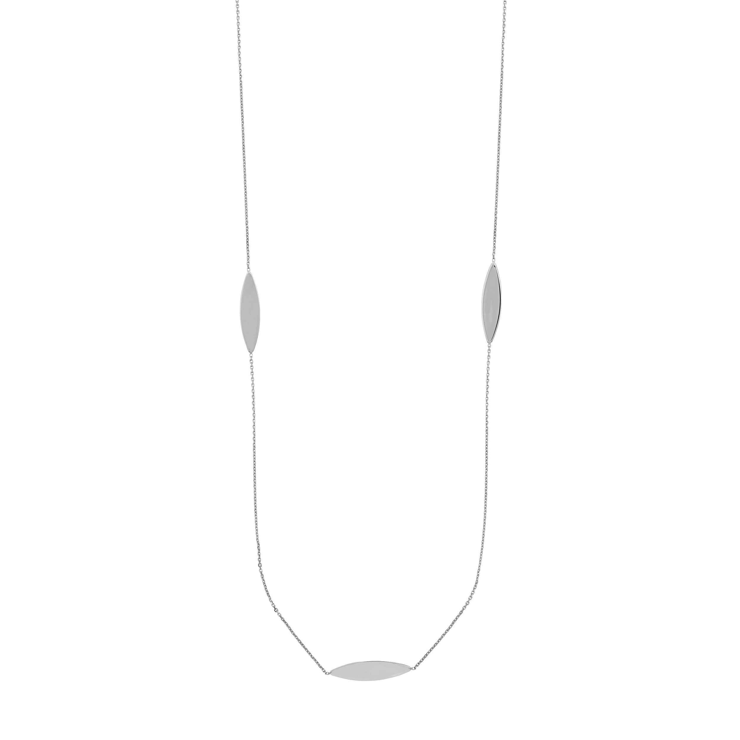 Sterling Silver Marquise Station Long Necklace