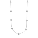 Sterling Silver Hammered Disc Station Long Necklace