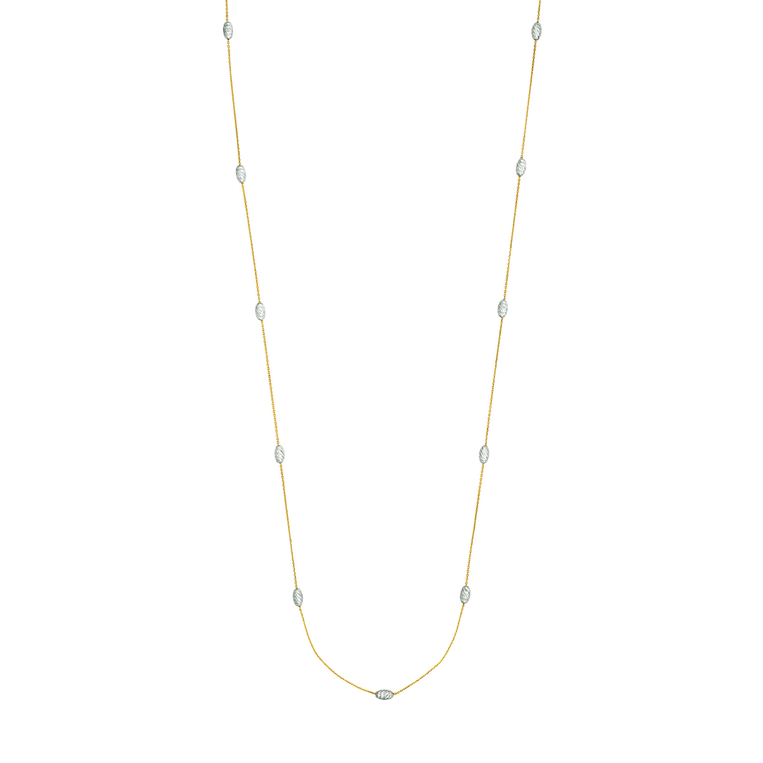 Long And Lovely Yllow/White Oval Bead Necklace