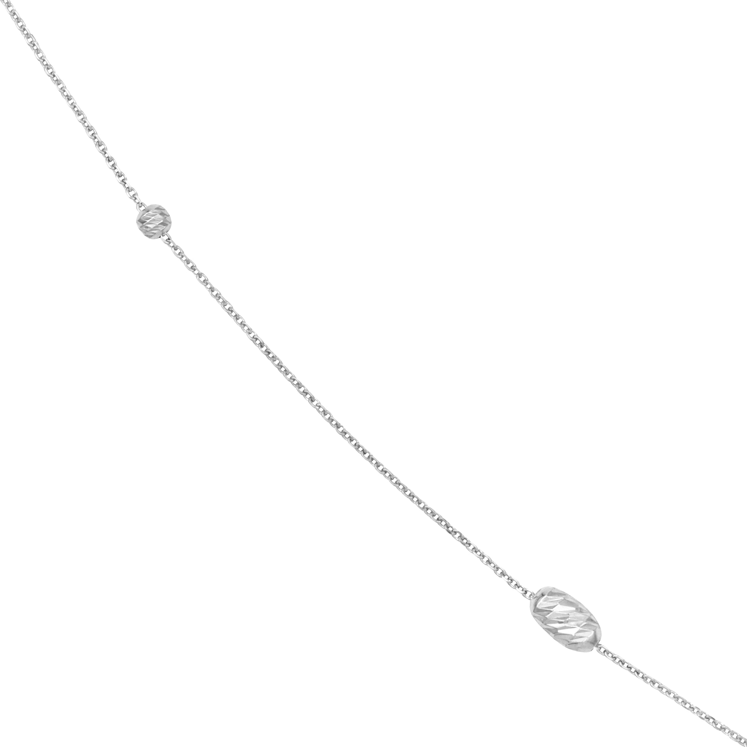 Sterling Silver Diamond-Cut Bead Station Long Necklace