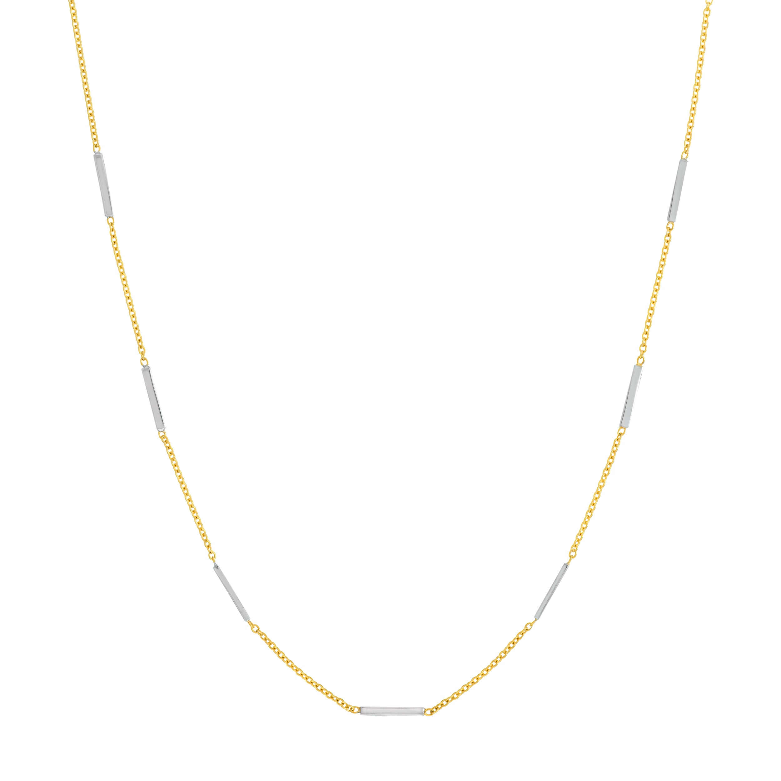 Two-Tone Staple Bar Stations Adjustable Necklace