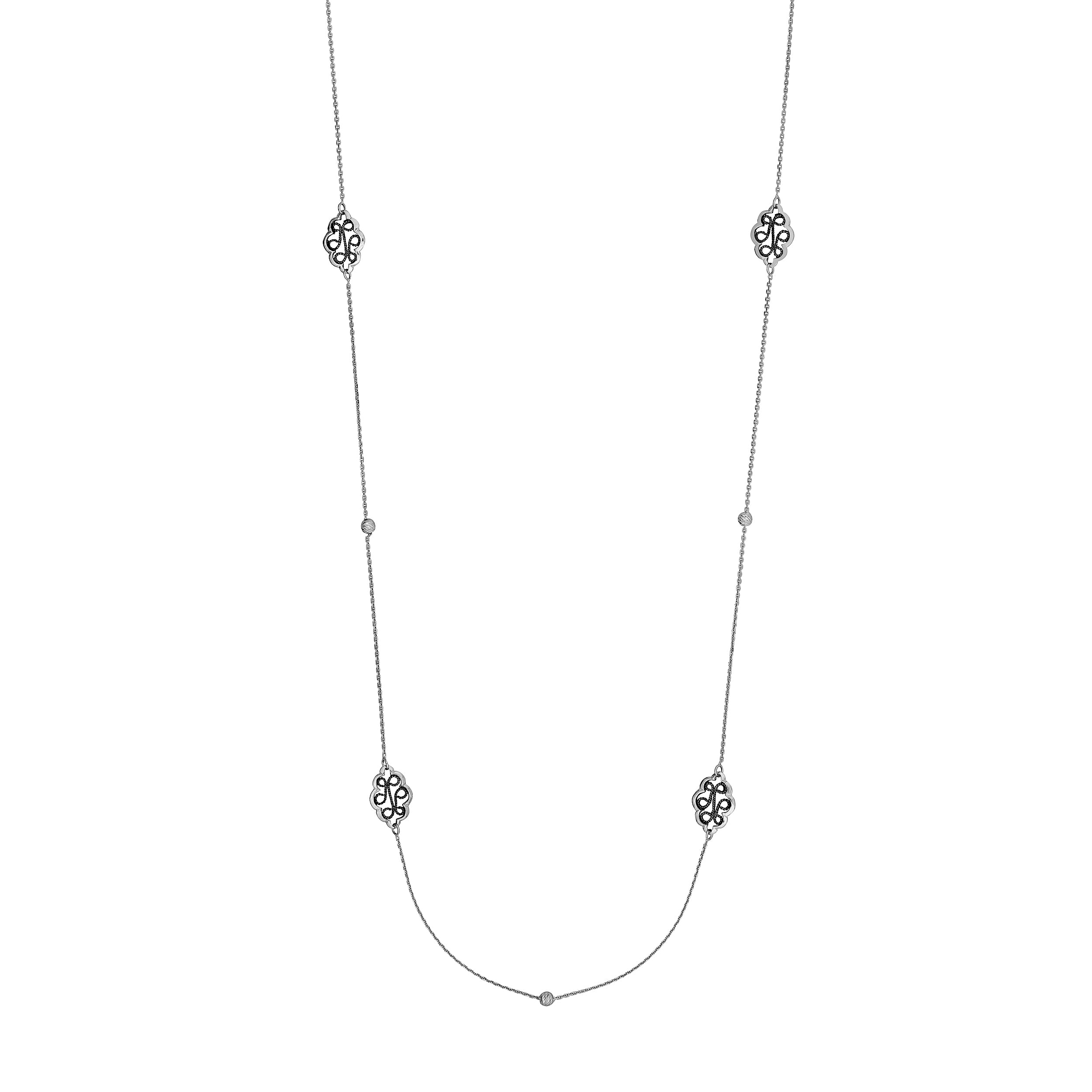 White/Black Filigree Station Long & Love